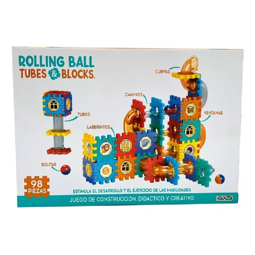 Ditoys Rolling Ball tubos y bloques 98 piezas 2566