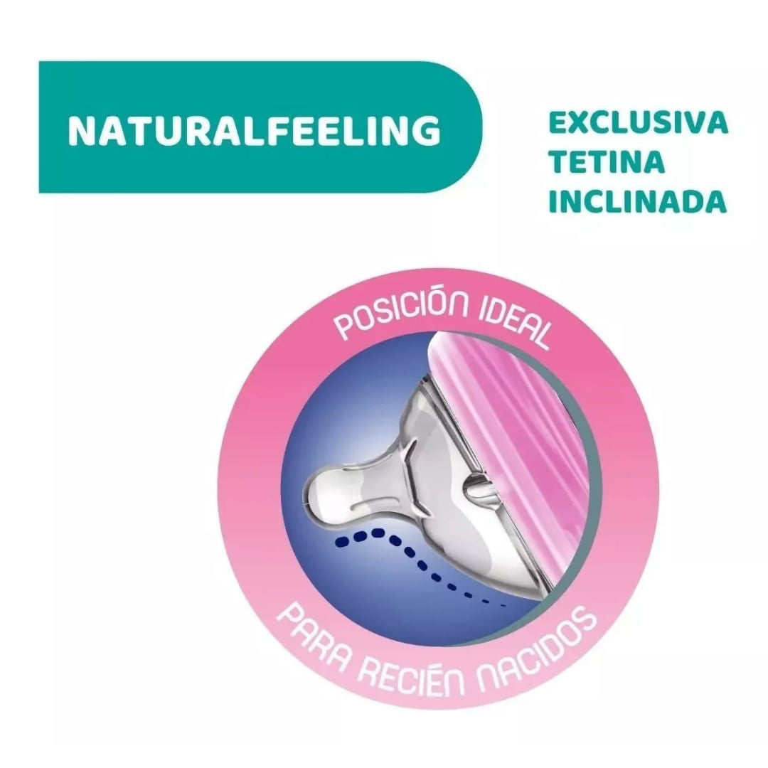 Chicco Mamadera Natural Feeling rosa 150ml 00M+ 00081311100370